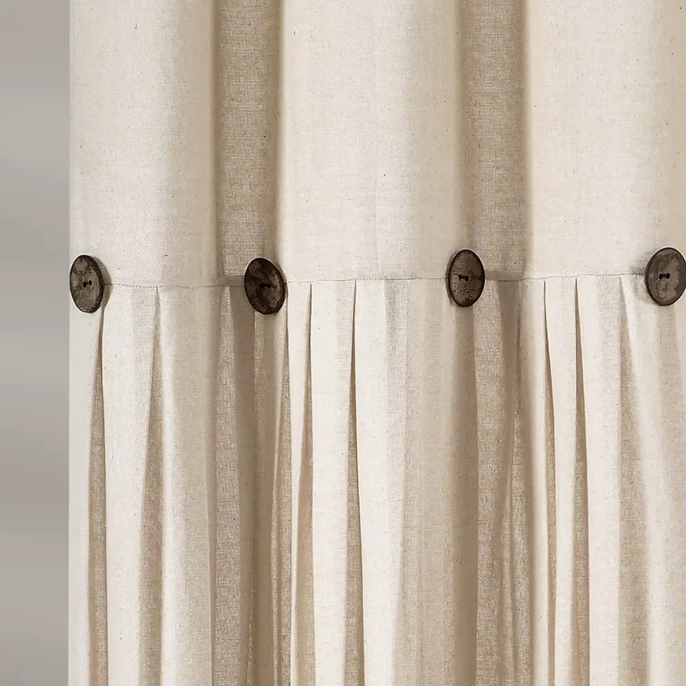 LUSH DECOR SHOWER CURTAIN BLEND LINEN BUTTON